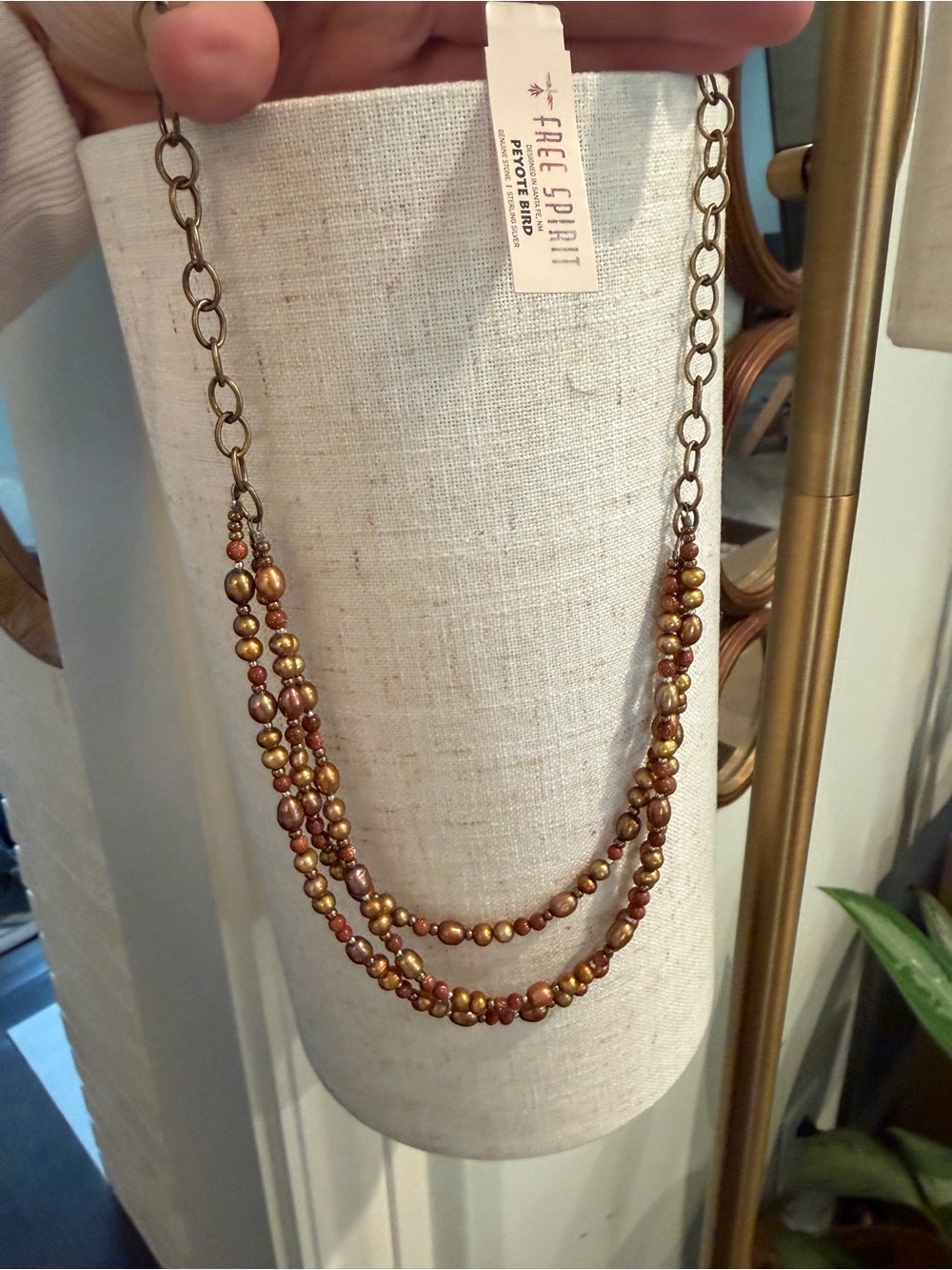 Peyote Bird Free Spirit Layered Bead Necklace in Bronze and Gold Tones sun NWT